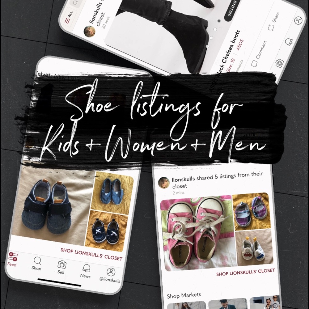 Shoes for kids + women + men